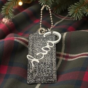 Coach Acrylic Glitter & Silver Script Keychains & Bag Charms Hangtags